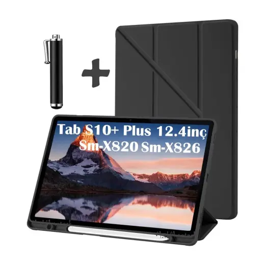 M.tk moveteck Samsung Galaxy Tab S10+ Plus 12.4 Kılıf Kalem Bölmeli Akıllı Uyku Modlu Arka Standlı Yumuşak Silikon