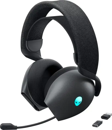 Alienware Üç Modlu Kablosuz Oyuncu Kulaklığı AW725H – Siyah – 545-BBFW Dolby Atmos, AI gürültü bastırma, AlienFX-RGB, Tri-Mode bağlantısı, 55 saat pil ömrü Dark Side of the Moon