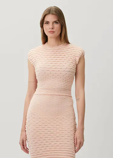 Pembe Fırfırlı Crop Bluz