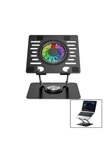 AD-RC36 Katlanabilir Laptop Stand Metal ve Soğutucu Fan RGB Işıklı 2 USB Soket