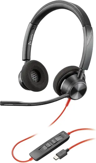 Poly Blackwire 3320 Kablolu Kulaklık - Esnek Mikrofon Kolu - Hi-Fi Stereo - USB-C veya USB-A üzerinden PC/Mac ile Bağlantı - Takımlar/Zoom ile Uyumlu