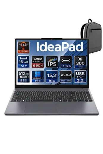 IDEAPAD SLİM 3 AMD RYZEN 5 7535HS 16 GB 512 GB SSD 15.3" WİN11PRO TAŞINABİLİR BİLGİSAYAR 83K700
