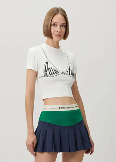 Palm Bra Beyaz Crop T-shirt