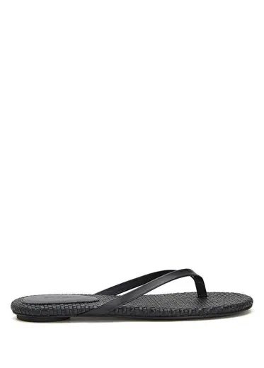 Woven Siyah Kadın Deri Sandalet
