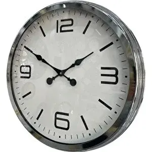 Platin 60 Cm Krom Metal Dizayn Duvar Saati