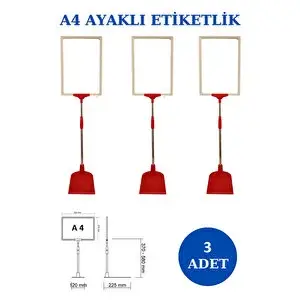 Manken İstanbul 3 Adet Kırmızı Beyaz A4 Ayaklı Fiyat Etiketi Çerçeveli Fiyat Etiketi Eşek Askılık Etiketi