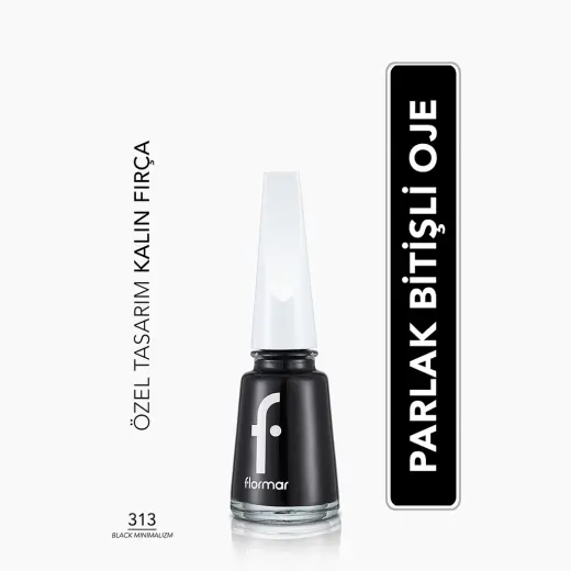 Flormar Nail Enamel Yoğun Pigmentli Oje 313 Black Minimalism