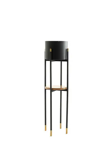 Çiroz Çiçeklik Siyah Gold Metal Saksı 94 cm