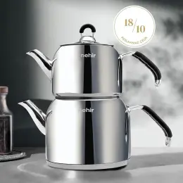 Nehir Midi Modern Çelik Çaydanlık Takımı 2