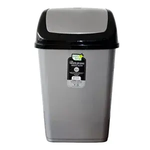 POLYTIME Polytime Sallanır Kapak Ofis Banyo Mutfak Bahçe Çöp Kutusu Kovası / 5 Litre / Gri / 29x14x17 Cm.