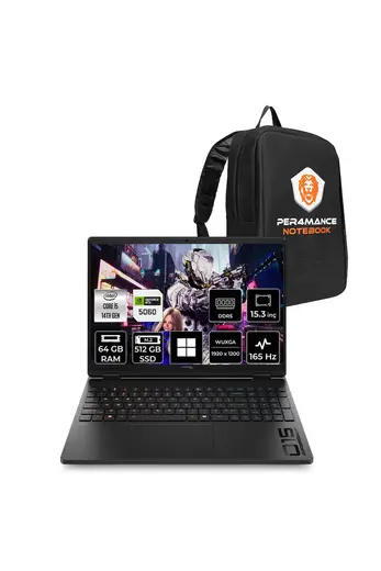 Hyperx Omen 15 i5-14500HX 64GB 256GB SSD RTX5060/8GB 15.3" WUXGA 165Hz W11H Gaming Laptop