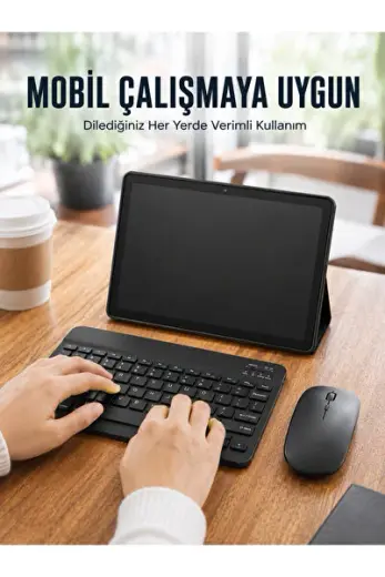Bluetooth Klavyeli Android Tablet Seti SIM Kart Destekli Kablosuz Mouse ve Mobil Çalışma Deneyimi -