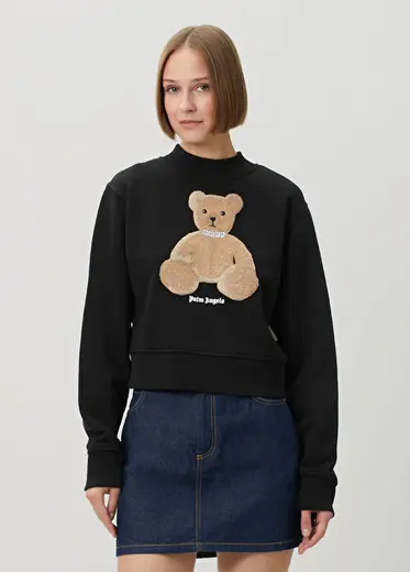 Fitted Bear Siyah Sweatshirt