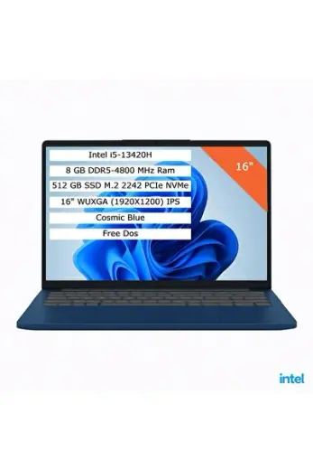 IdeaPad Slim 3 83K2001RTR i5-13420H 8G 512G SSD 16' FHD+ 1920x1200 FreeDos Cosmic Blue