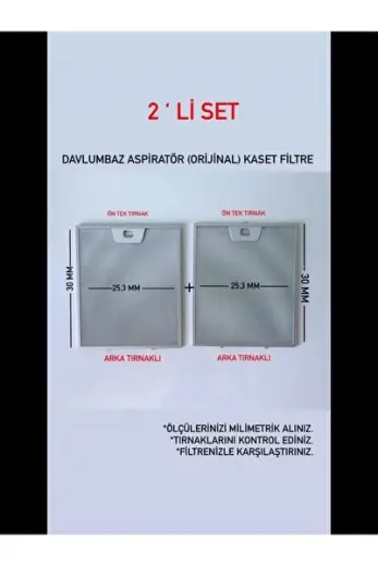 BOSCH DWP64CC50T İNOX PİRAMİT DAVLUMBAZ ALÜMİNYUM YAĞ FİLTRESİ 2 Lİ SET