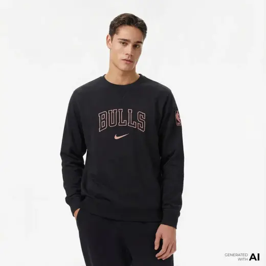 Nike Dri Fit Chicago Bulls Standart Issue Erkek Siyah Günlük Sweatshirt