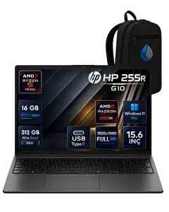 HP 255R G10 AMD Ryzen 5 7535U 15.6 inç 16 GB DDR5 RAM 512 GB SSD Radeon 660M FHD W11 Pro Notebook D30M3ETRRNP05