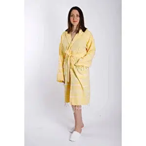 Mira Home Kapüşonlu Kadın / Erkek Peştemal Bornoz Soft %100 Pamuklu Natural M