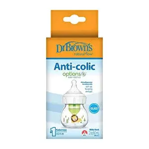 DB 21601 Geniş Ağız Anti-Kolik Options+ Desenli Cam Biberon 60 ml Aslan, Tekli paket
