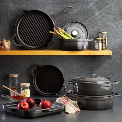 Schafer Guss Chef Döküm Derin Tencere 20Cm-2 Parça-Gri