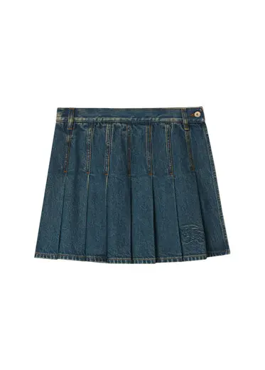 Burberry Pleated Denim Lacivert Kadın Mini Etek