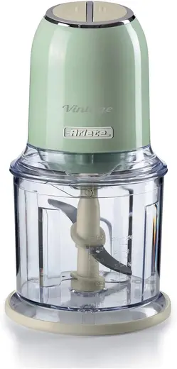 Ariete Vintage Doğrayıcı Yeşil 0438/04-2 Hız Kademeli, 2 Buton ve 4 Paslanmaz Çelik Bıçak, Sebze Doğrayıcı, Buz Kırıcı Özellikli, 600 ml Ölçekli Kupa ile Kullanım Kolaylığı