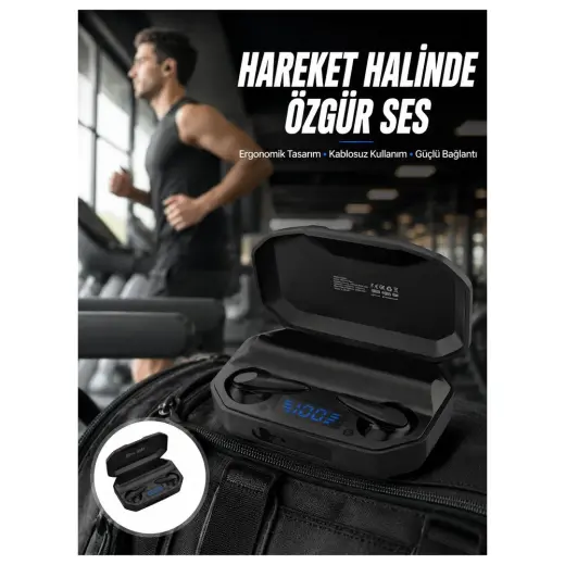 Aslanoğlu Store Mey Ithalat® Rgb Işıklı Çift Mikrofonlu Siyah Profesyonel Kulaklığı Kablosuz Kulakiçi Yeni Nesil