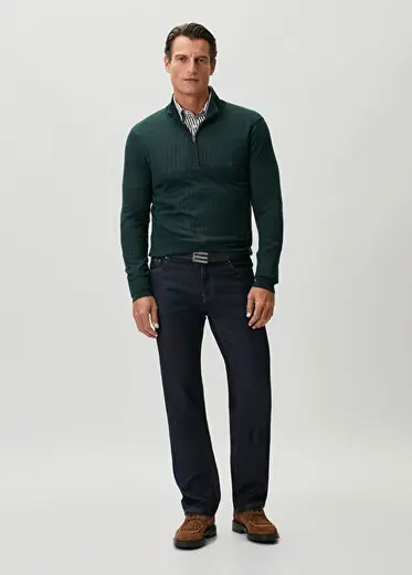 Lacivert At Nakışlı Jean Pantolon