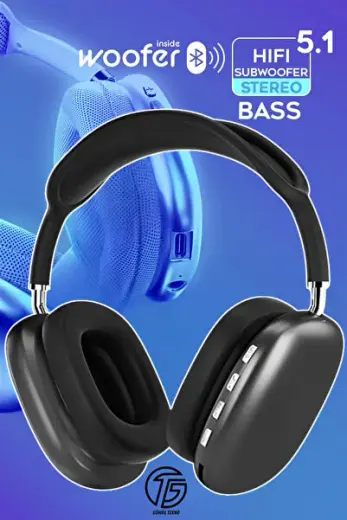 P-9 Bluetooth Kulaküstü Kablosuz Kulaklık Stereo Ses, Uzun Pil Ömrü Konforlu Yastıklı Tasarım Basslı