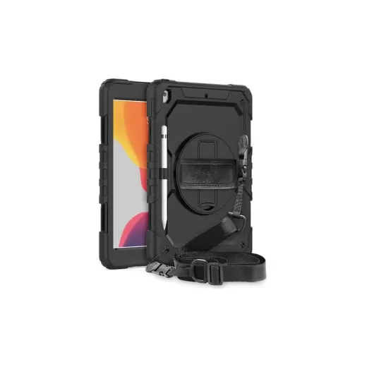 MobaxAksesuar Apple iPad 7. 8. 9. Nesil 10.2" Kılıf Defender Standlı Askılı Tank Case Juji A2197 A2198 A2200 Siyah