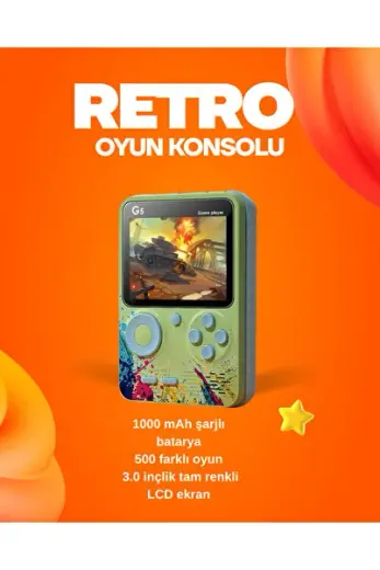 500 Oyun Hafızalı G5 Game Box – Renkli LCD Ekranlı - Lisinya