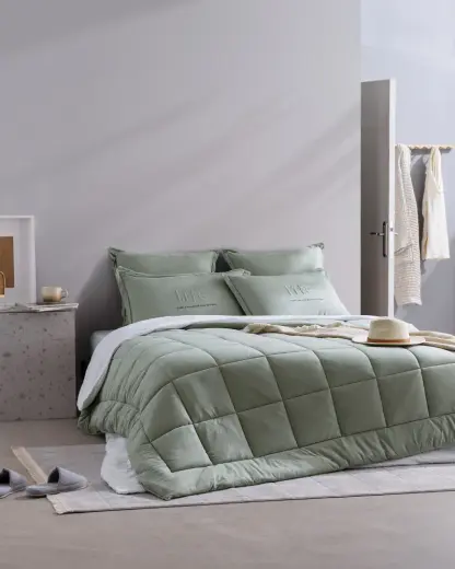 Bobigny Çift Kişilik Pamuklu SuperSoft Uyku Seti - Mint Yeşili