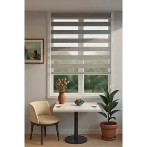 Kidmex Açık Gri Alüminyum Kasa Zebra Perde 160x200 cm