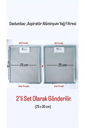 25 x 30 CM Üst Alt Çift Tırnaklı Alüminyum Davlumbaz Filtresi 2'LİSET BU ÜRÜNÜN İADESİ YOKTUR KENDİ ÜRÜN ÖLÇÜLERİNİZİ KONTROL EDİNİZ