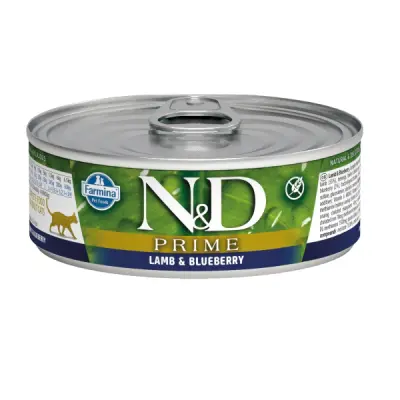 N&D Prime Kuzulu ve Yaban Mersinli Tahılsız Yetişkin Kedi Konservesi 70gr