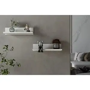 Vivense Rubi̇ Duvar Rafi, Beyaz, İki̇li̇ Set, 40 Cm