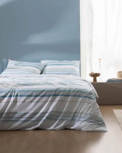 Sorel King Size %100 Pamuk Ranforce Baskılı Çarşaflı Nevresim Takımı - Turkuaz