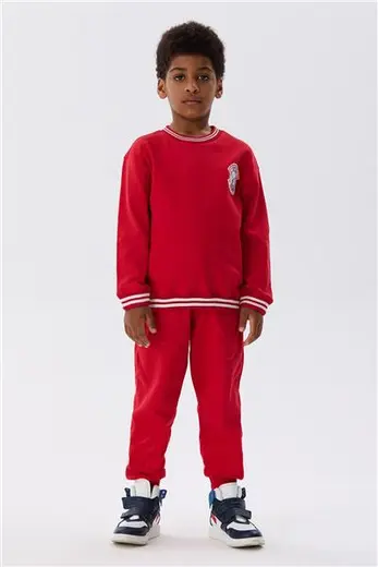 NBT Jeans Erkek Çocuk Şeritli Kırmızı Sweatshirt