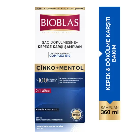 Bioblas Çinko + Mentol Saç Dökülmesi ve Kepeğe Karşı Şampuan 360 ml