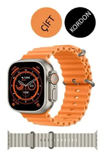 Watch 8 Ultra Saat Cellular 49mm Titanyum Kasa Çift Kordon 2.05 Inc Hd Ekran Nfc Ios Android Uyumlu