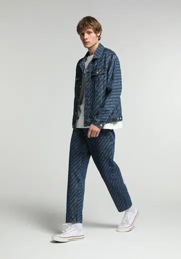 Barrel Fit Erkek Mid İndigo Denim Jean Pantolon