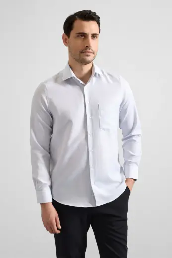 Gri Regular Klasik Yaka Casual Gömlek