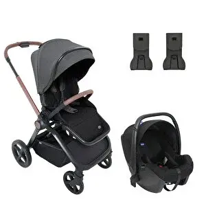 Duo Mysa Travel Sistem Tek Elle Katlanabilir Çift Yönlü 22 Kg Black Satin Bebek Arabası
