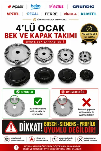 ÖZ BEYAZ EŞYA VESTEL-REGAL-KUMTEL - OCAK AKSESUAR BEK VE KAPAK TAKIMI