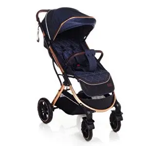 Street Bebek Arabası Emniyet Kemerli 360 Derece Dönebilen Tekerlek Tek Elle Katlanabilir 0-15 kg Lacivert