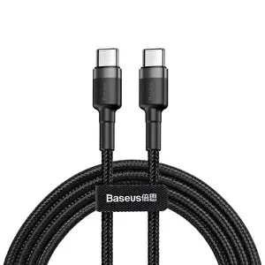 Baseus Cafule Type-C 20V 3 A 1M PD2.0 60W Flaş Şarj USB Kablo (Gri+Siyah)