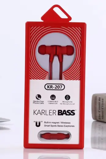 Karler Bass KR-207 Mıknatıslı Kablolu Kulaklık - Kırmızı