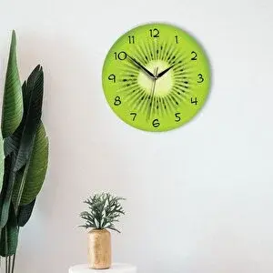 Cajuart Dekoratif Ahşap Kivi Canlı Renk Yuvarlak Mutfak Duvar Saati