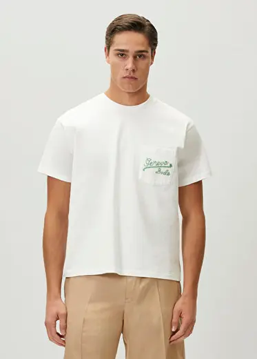 Beaded Geneva Krem T-shirt