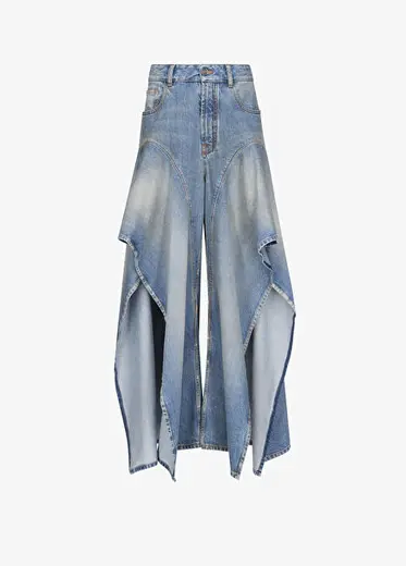 Mavi Fırfırlı Jean Pantolon